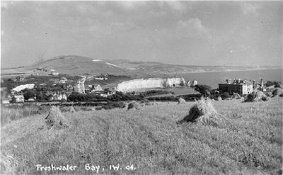Freshwater Bay across fields